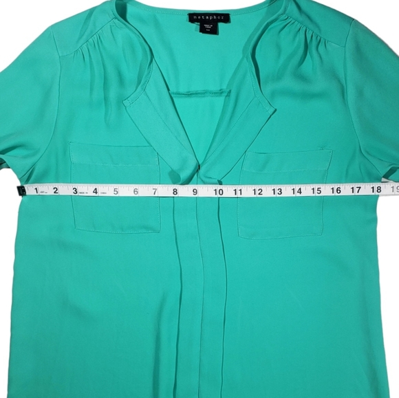 Metaphor Pullover Long Sleeve Teal Green Blouse Size Small - Picture 7 of 10